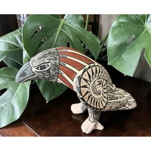 Mata Ortiz Pottery Raven Bird Effigy Tomas Quintana‎ Folk Art Mexican Ceramics